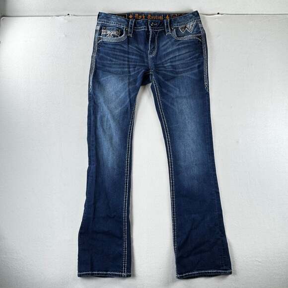 Rock Revival Mica Jeans Bootcut Low Rise Y2K Embroidered Size 30 - Picture 1 of 16